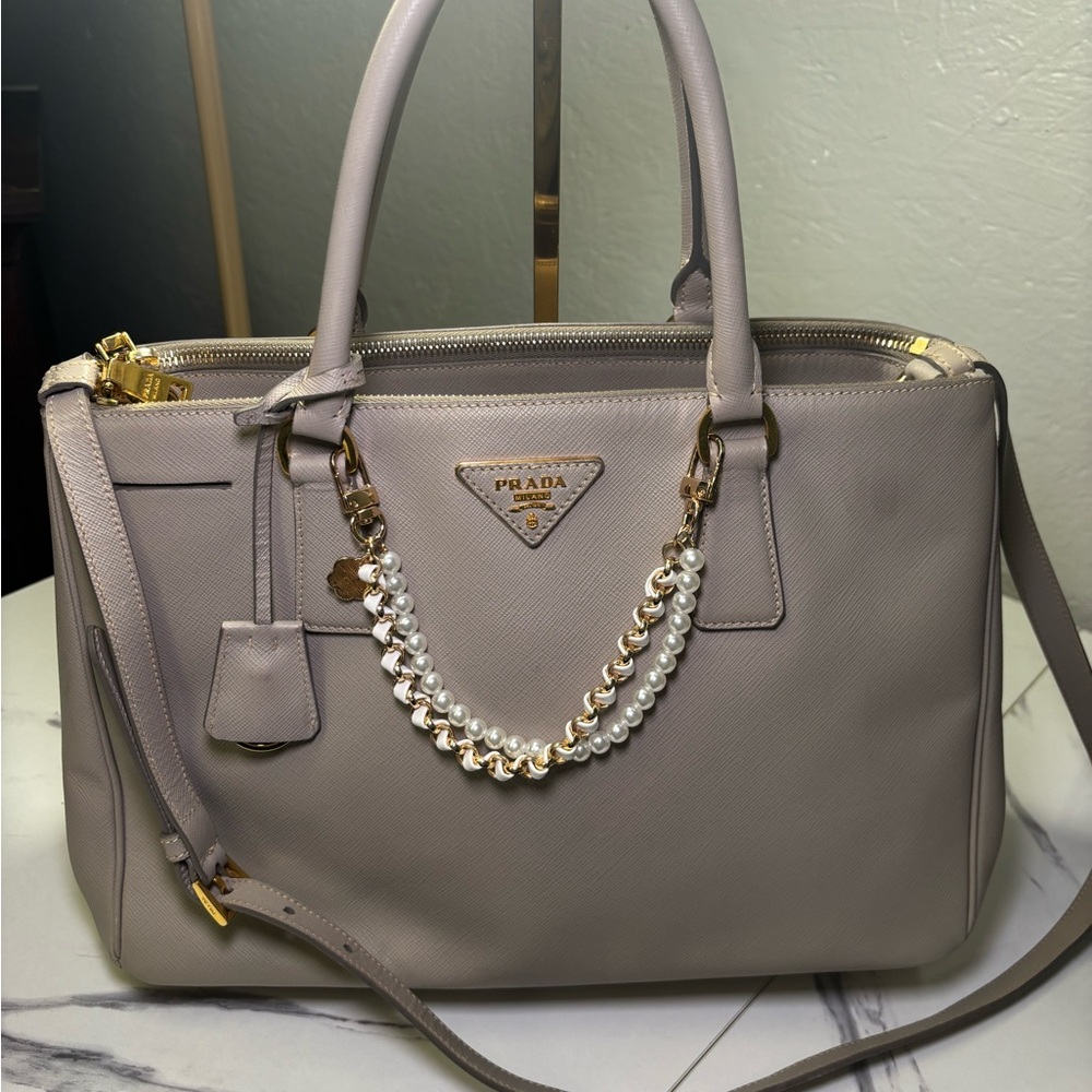 Prada Saffiano Leather Galleria Tote With Strap - Picture 2 of 7